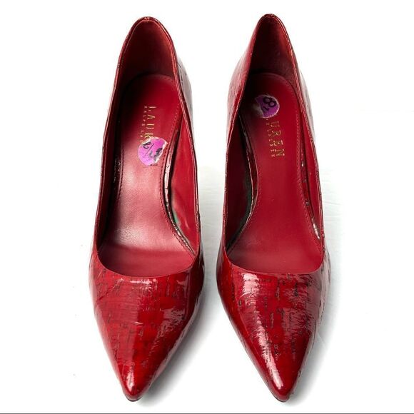 Ralph Lauren Red Pointed Toe Shoes Size 8.5 - Picture 3 of 14